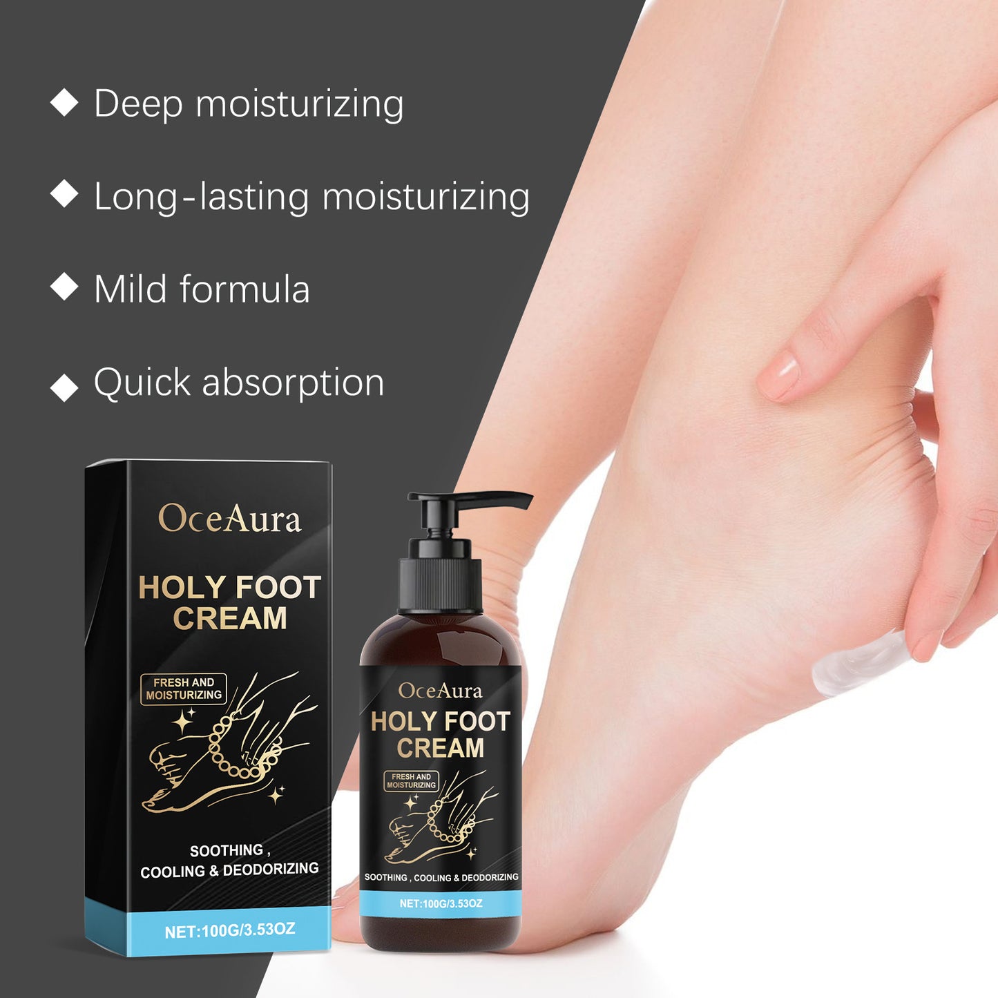 Crème de massage des talons fraîche et hydratante, soin des pieds et du cou.