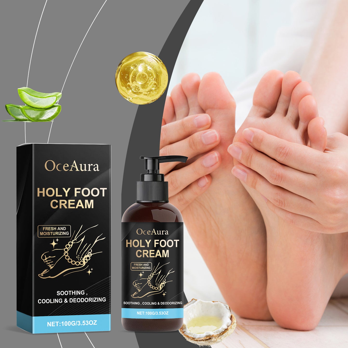 Crème de massage des talons fraîche et hydratante, soin des pieds et du cou.