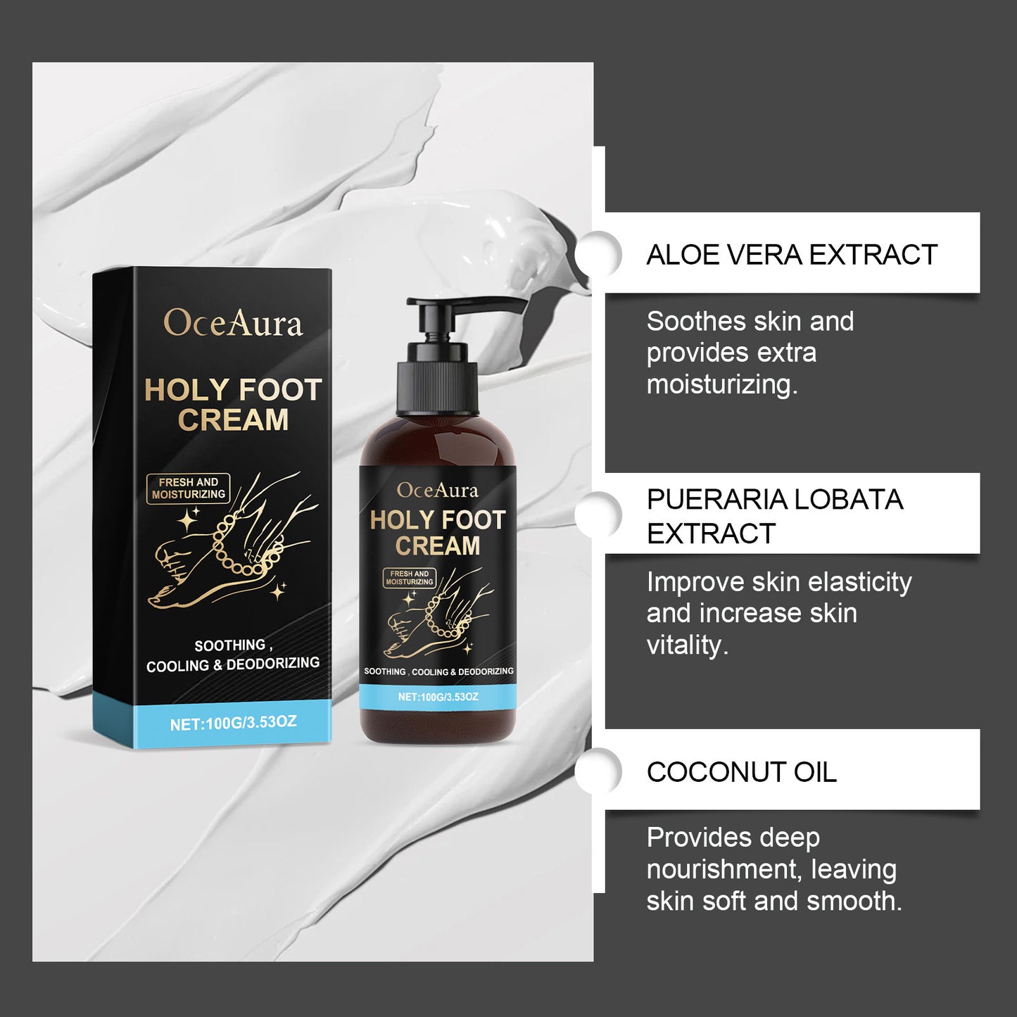 Crème de massage des talons fraîche et hydratante, soin des pieds et du cou.