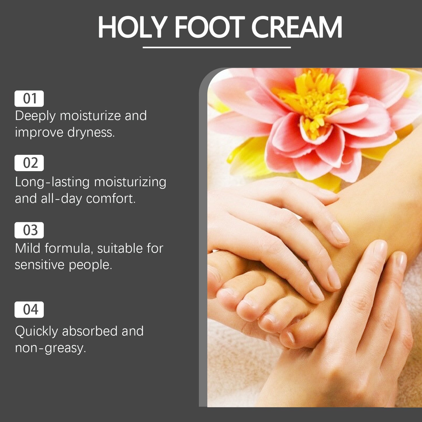 Crème de massage des talons fraîche et hydratante, soin des pieds et du cou.